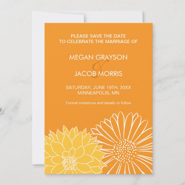 Orange Save the Date Einladung (Vorderseite)