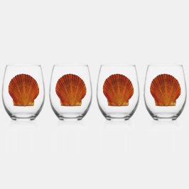 Orange Scallop Muschel Seashell Weinglas Ohne Stiel