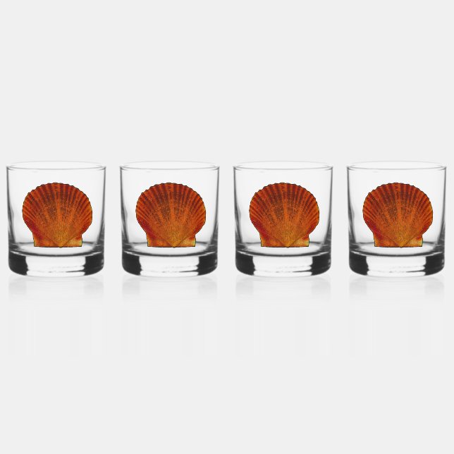 Orange Scallop Muschel Seashell Whiskyglas (Vorderseite)