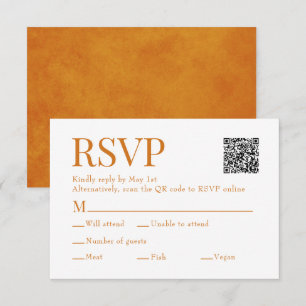 Orange Scan Qr Code Auswahl für die Mahlzeiten Hoc RSVP Karte