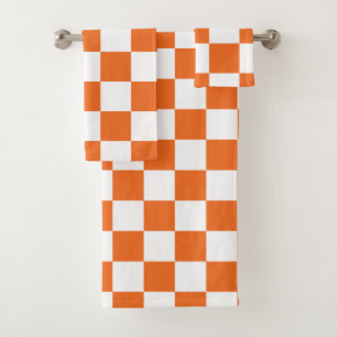 Orange Schachbrett Badhandtuch Set