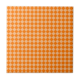 Orange Schachbrett Diamond Pattern Fliese