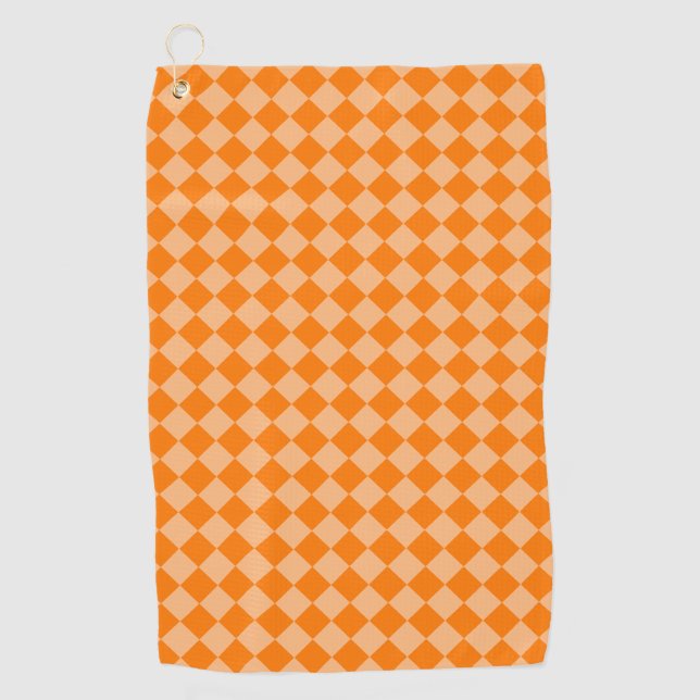 Orange Schachbrett Diamond Pattern Golfhandtuch (Vorderseite)