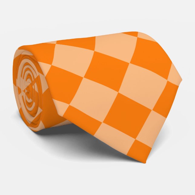 Orange Schachbrett Diamond Pattern Krawatte (Gerollt)