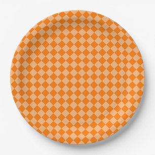 Orange Schachbrett Diamond Pattern Pappteller