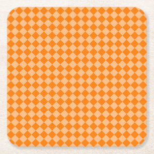 Orange Schachbrett Diamond Pattern Rechteckiger Pappuntersetzer