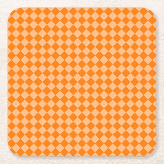 Orange Schachbrett Diamond Pattern Rechteckiger Pappuntersetzer (Vorderseite)