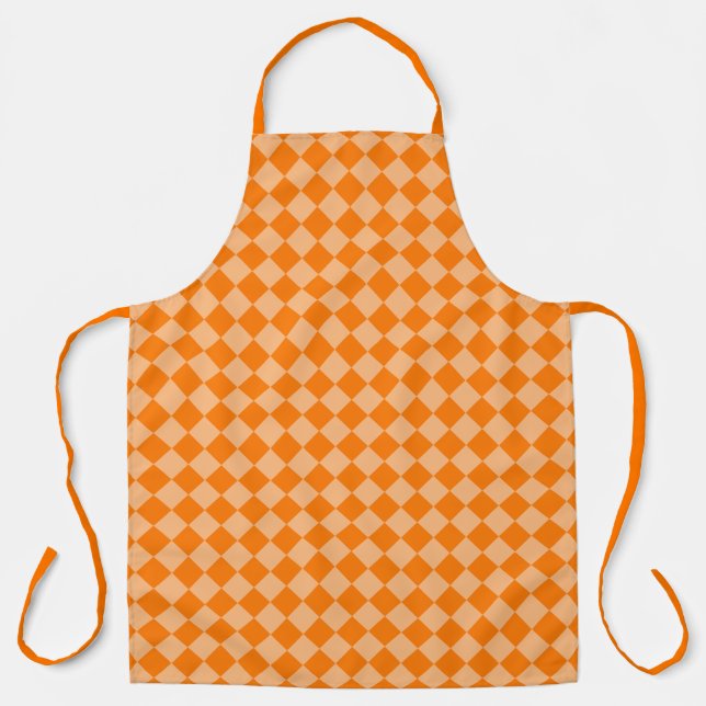 Orange Schachbrett Diamond Pattern Schürze (Vorderseite)