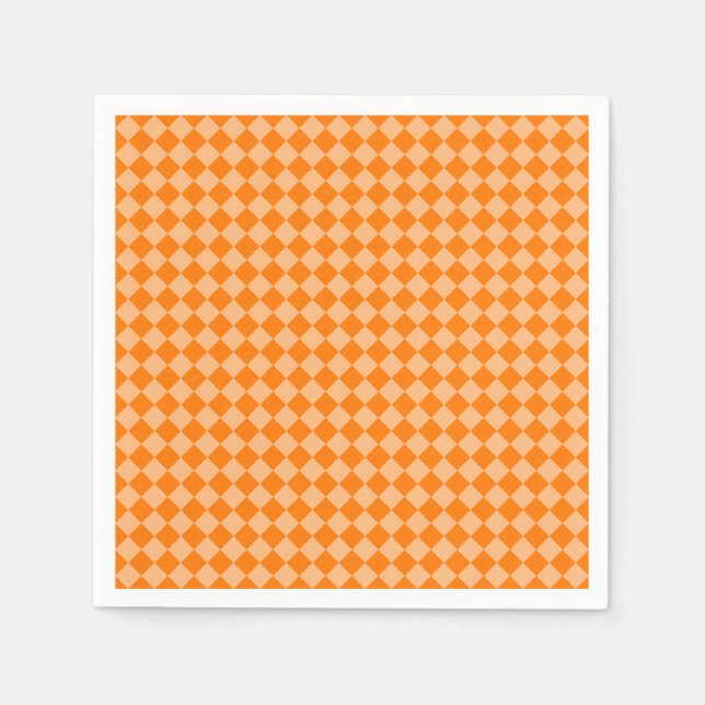 Orange Schachbrett Diamond Pattern Serviette (Vorderseite)