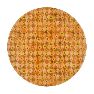 Orange Schädel und Sonnenblumen-Serie Design 2   Schneidebrett