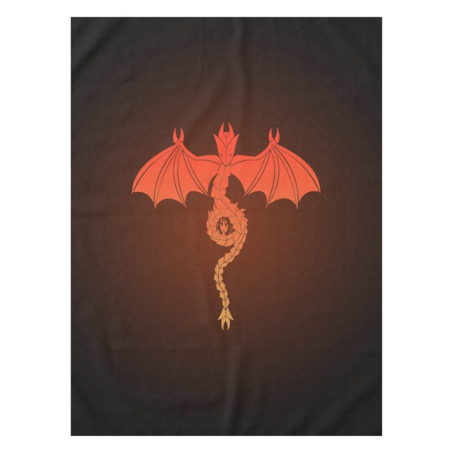 Orange Schlangen-Drache Tischdecke (Vorderseite)