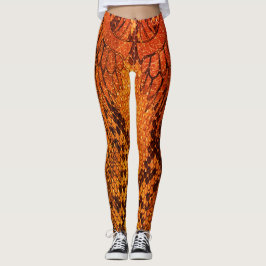 Orange Schlangenhautart legging. Leggings