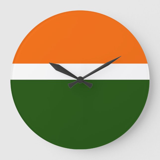 Orange Schlichte Farbblockgestaltung Große Wanduhr (Vorderseite)