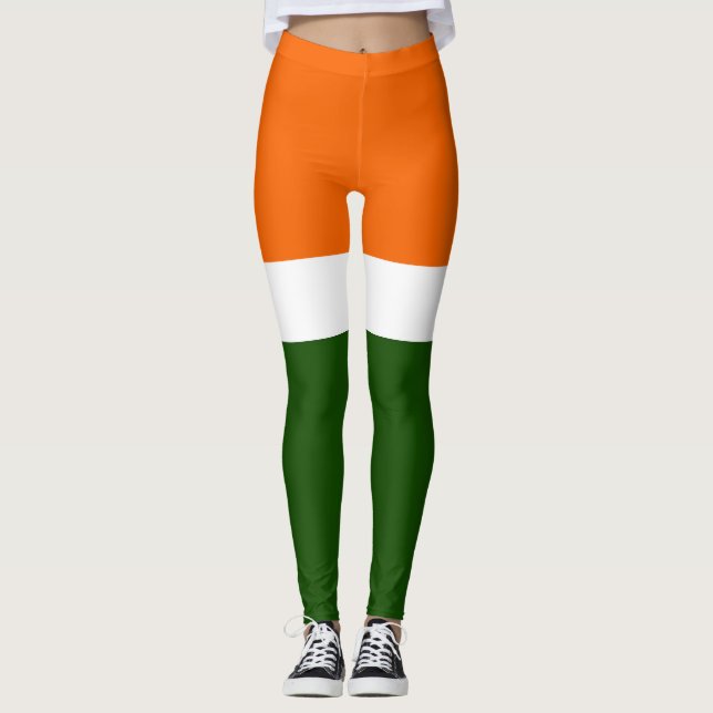 Orange Schlichte Farbblockgestaltung Leggings (Vorderseite)