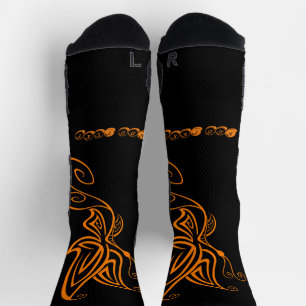 Orange Schmetterling Bedruckter Text Männer Frauen Socken