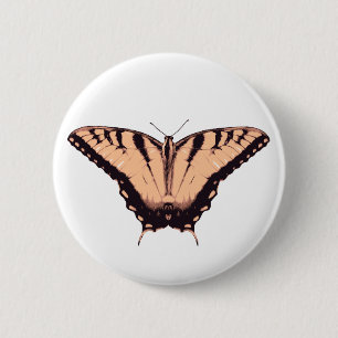 Orange Schmetterlings-Knöpfe Button