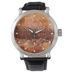 Orange Schmutz und verrostetes ungewöhnliches Foto Armbanduhr