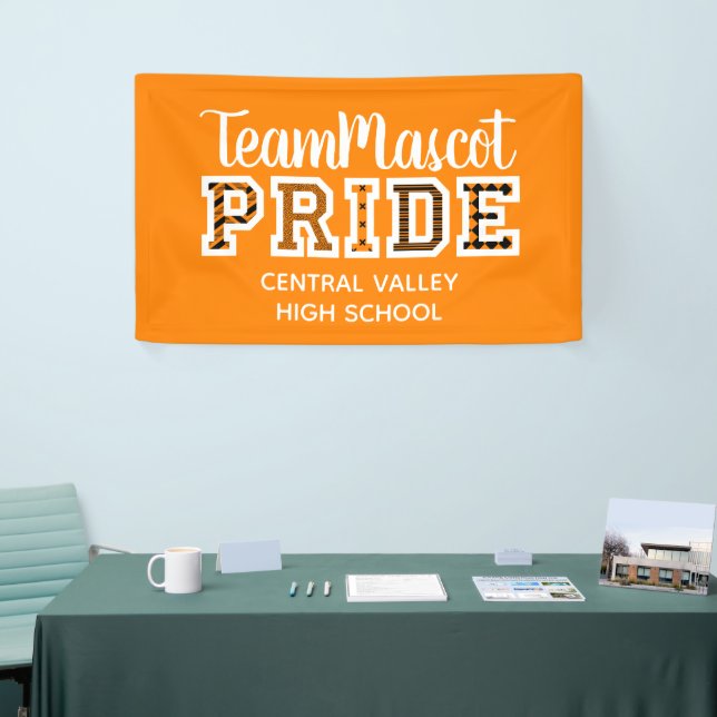 Orange School Pride Mascot Name Banner (Messeveranstaltung)