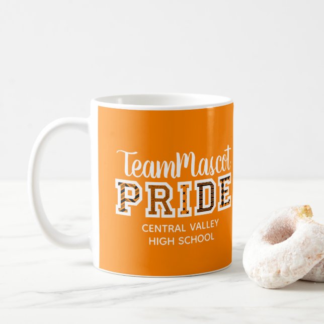 Orange School Pride Mascot Name Kaffee Tasse (Mit Donut)