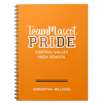 Orange School Pride Mascot Name Notebook