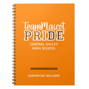 Orange School Pride Mascot Name Notebook Notizblock