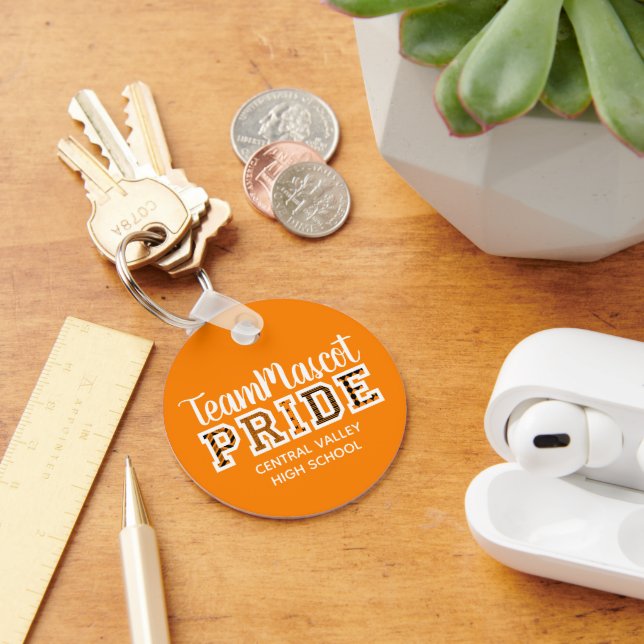 Orange School Pride Mascot Name Schlüsselanhänger (Schreibtisch)