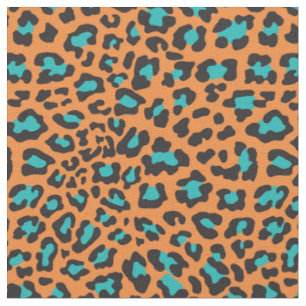 Orange, schwarz, Aqua-Leopard-Gewebe Stoff