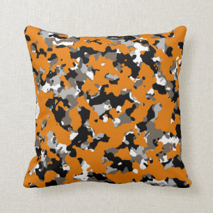 Orange Schwarz Grau Beige Tarnung Camo Druck Kissen