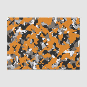 Orange Schwarz Grau Beige Tarnung Camouflage Druck Seidenpapier