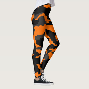 Orange Schwarz Grau Tarnmuster Camo Muster Leggings