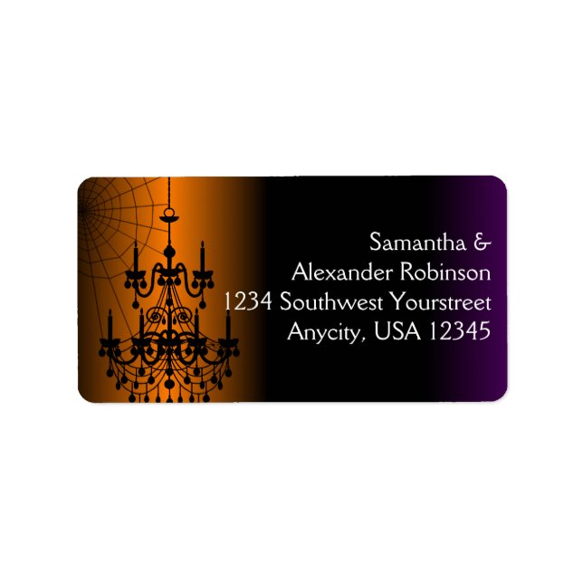 Orange/Schwarz Halloween Kronier Adressaufkleber (Vorne)