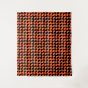 Orange Schwarz Houndstooth Karo Wandteppich