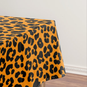 Orange Schwarz Leopard Print Muster Halloween Deko Tischdecke