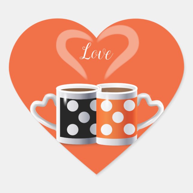 Orange + Schwarz oder wir gehören zusammen Herz-Aufkleber (Vorderseite)