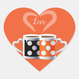 Orange + Schwarz oder wir gehören zusammen Herz-Aufkleber