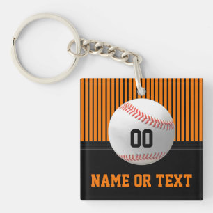 Orange, Schwarz, Personalisierte Baseball-Mannscha Schlüsselanhänger