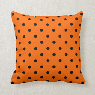 Orange/Schwarz Polka Dots Pillow Kissen