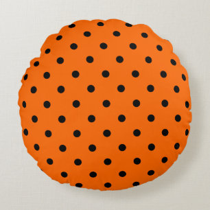 Orange/Schwarz Polka Dots Rundkissen Rundes Kissen