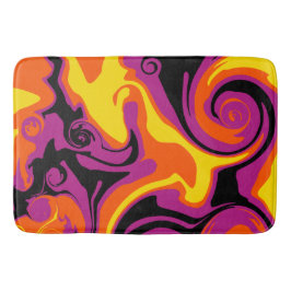 Orange, Schwarz, Rosa und Gelb Badematte