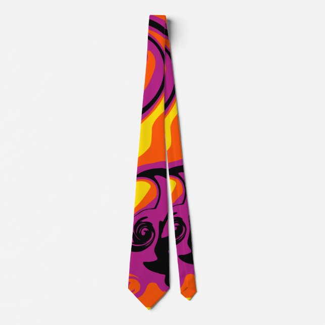 Orange, Schwarz, Rosa und Gelb Krawatte (Vorderseite)