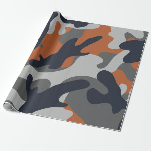 Orange, Schwarz und Gray Camouflage Style Geschenkpapier