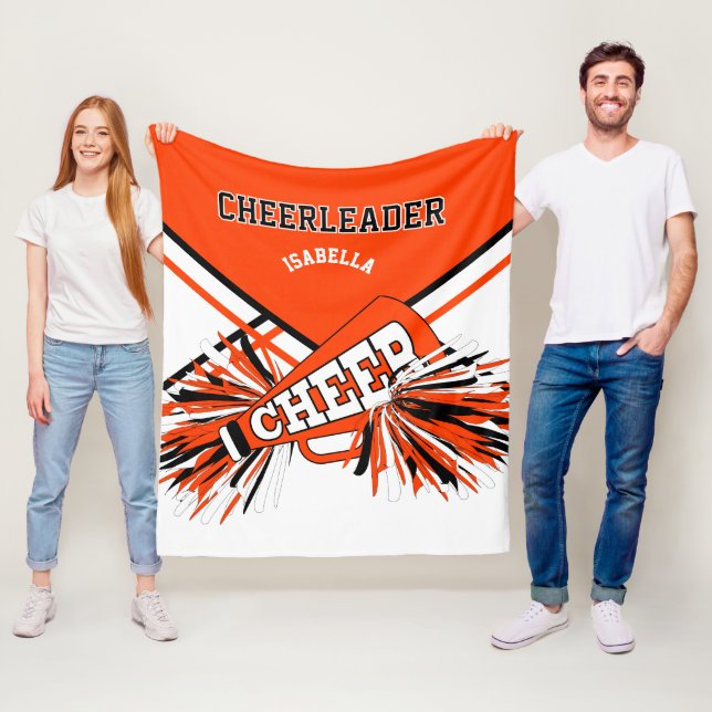 Orange, Schwarz und Weiß 📣 Cheerleader Fleecedecke (Beispiel)