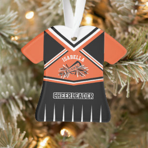 Orange, Schwarz und Weiß Cheerleader 📣 💖 Outfit Ornament