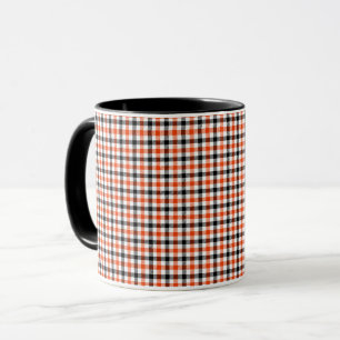 Orange Schwarz und Weiß Gingham Karo Tasse