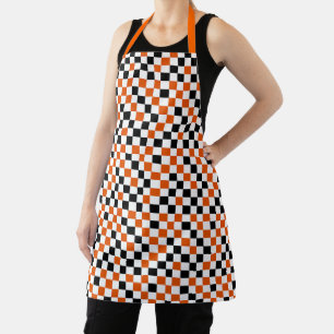 Orange Schwarz und Weiß Kariert Schürze