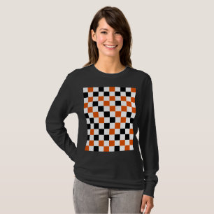Orange Schwarz und Weiß Kariert T-Shirt