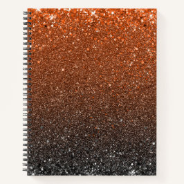 Orange-, Schwarz- und Weiß-Ombre-Glitzer Notizbuch