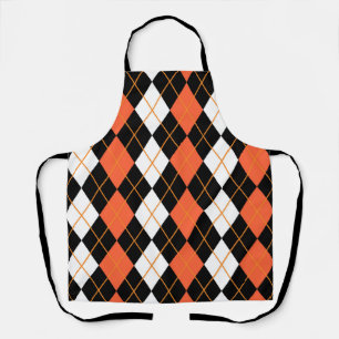 Orange Schwarz Weiß Argyle Diamant Design  Schürze
