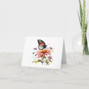 Orange, Schwarz, Weiß Butterfly auf Blume BLANK Karte