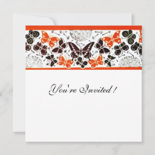ORANGE SCHWARZ WEISS  FANCY SCHMETTERLINGE EINLADUNG